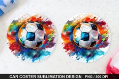 Soccer Ball Car Coaster - Coaster Sublimation Design Product Image 1