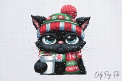 Grumpy Christmas Animal Coffee Clipart PNG Product Image 1
