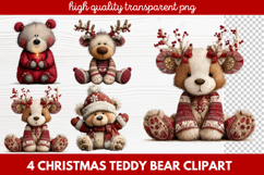 4 Christmas Teddy Bear Clipart | Cute Holiday Bear PNG Illus Product Image 1