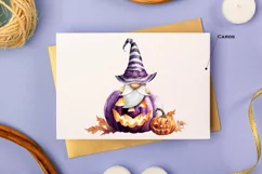 Watercolor Halloween gnome with pumpkins, Gnome PNG Product Image 6