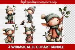Whimsical Elf Clipart | Cute Christmas Elf PNG Illustration Product Image 1