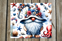 Gnome Beach life | 4 Skinny Tumbler Sublimation designs PL2 Product Image 3