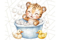Safari Animal Babies in Bubble Baths, Cute Jungle Animal PNG Product Image 5