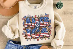 Retro America Leopard pattern PNG T-Shirt|4th of July PNG Product Image 3