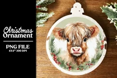 Baby Highland Cows PNG Christmas Stickers or Ornaments Product Image 3