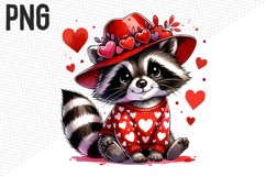 Valentine Raccoon Sublimation PNG - Valentine Clipart Design Product Image 1