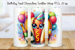 Birthday Food Character Tumbler Wrap PNG 20 oz Product Image 1