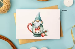 Watercolor Christmas gnome in tea mug, Gnome PNG Product Image 6