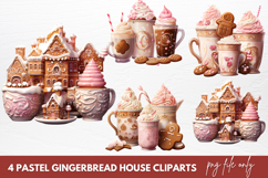Pastel Gingerbread House Clipart Sublimation Product Image 1