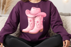 Pink Cowgirl PNG: Western Boots, 'Let's Go Girls' Design Product Image 4