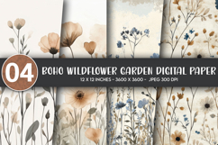 Boho Wildflower Garden Digital Paper Product Image 1