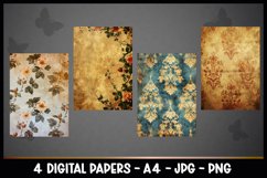 4 Vintage Digital Papers I Junk Journal Pages Product Image 2