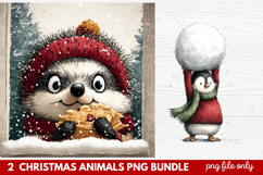 2 Christmas Animals PNG | Cute Festive Wildlife Clipart Product Image 1