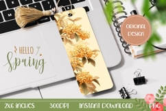 Yellow Flowers Bookmark Design, Floral Bookmark PNG Product Image 1