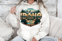 Idaho State PNG, Vintage Mountain River Elk Sublimation Product Image 7