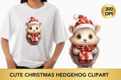 Cute Christmas Hedgehog Clipart, Hedgehog sublimation Product Image 1