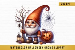 Watercolor Halloween Gnome Clipart, Halloween Gnome png Product Image 1