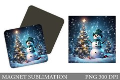 Cute Snowman Magnet. Winter Magnet Sublimation Product Image 1
