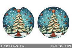 Christmas Tree Car Coaster. Christmas Coaster Sublimation Product Image 1
