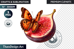 Vibrant Butterfly with Fruit PNG, Tropical Summer Clipart Product Image 1