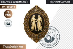 Vintage Zodiac Cameo Clipart Antique Horoscope Graphics PNG Product Image 1