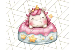 Cute Dessert Unicorn PNG Clipart with Cupcakes & Candies Product Image 3