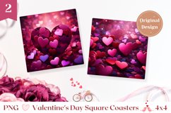Valentines Square Coasters, 3D Heart Coaster Sublimation Product Image 1