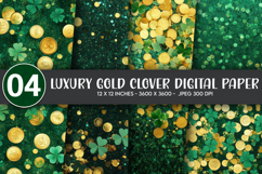 Luxury Gold Clover Digital Paper Product Image 1
