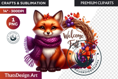 Autumn Cute animals with sign clipart Pumpkin thanksgiving Product Image 1