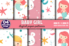Baby Girl Pattern Digital Paper Background PNG Product Image 1