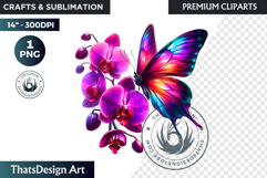 Tropical Butterfly &amp; Flower Clipart: Vibrant floral PNG Product Image 1