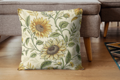 Sunflower Toile Digital Paper Pack, Vintage Floral Toile Product Image 6