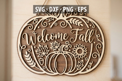 Hello Fall Pumpkin SVG , Autumn Door Hanger SVG, Fall Product Image 1