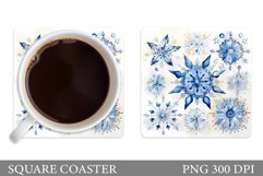 Snowflakes Coaster Design. Watercolor Snowflakes Coaster Product Image 1