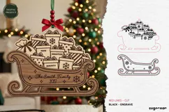 Santa Sleigh Ornament Laser Cut | Glowforge | SVG Product Image 2