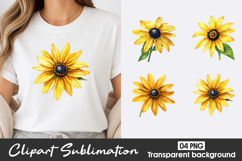 Sunflower Watercolor Clipart PNG Product Image 1
