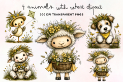 Farm Animals With Wheat Clipart PNG Product Image 1