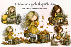 Autumn Girl Clipart PNG Product Image 1