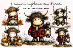 Autumn Highland Cow Clipart PNG Product Image 1