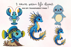 Azure Ocean Life Clipart PNG Product Image 1