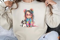 Colorful Girl Dog Clipart PNG Product Image 1