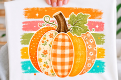 Retro Floral Patchwork Pumpkin Png Tshirt Product Image 1
