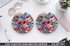 Two Lips Car Coaster Sublimation| Valentine Coaster PNG Product Image 1