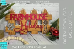 Farmhouse Holiday Fence sign Glowforge laser cut svg Product Image 1