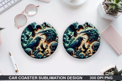 Crows Car Coaster Sublimation| Crows Coaster PNG Design Product Image 1
