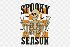 Spooky Season Skeleton Retro Halloween Bats PNG Design Product Image 1
