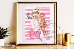 Love You Mom Fashion Blonde Mother &amp; Cute Baby Clipart PNG Product Image 3