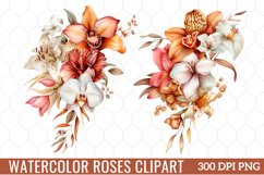 Watercolor Roses Clipart Bouquets, Watercolor Clipart Product Image 1