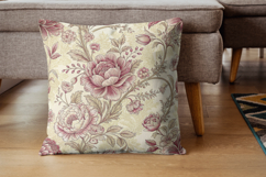 Baby Yellow Toile Digital Paper Pack, Vintage Floral Toile Product Image 7