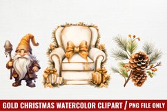 Gold Christmas Watercolor Clipart, Christmas Clipart Product Image 1